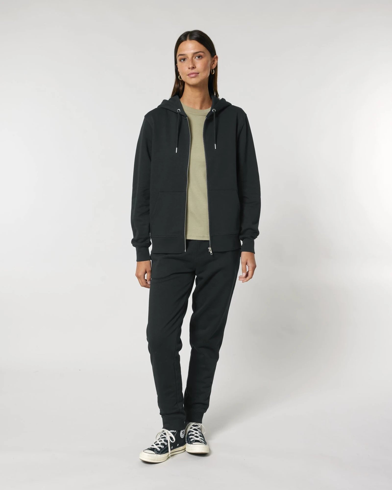 Sweat zippé unisexe coton bio Stanley/Stella Cultivator à personnaliser - Black
