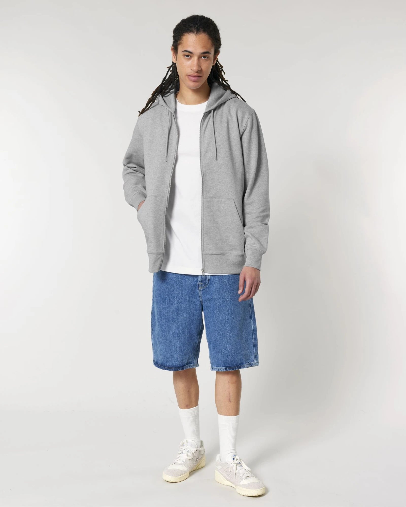 Sweat zippé unisexe coton bio Stanley/Stella Cultivator à personnaliser - Heather Grey