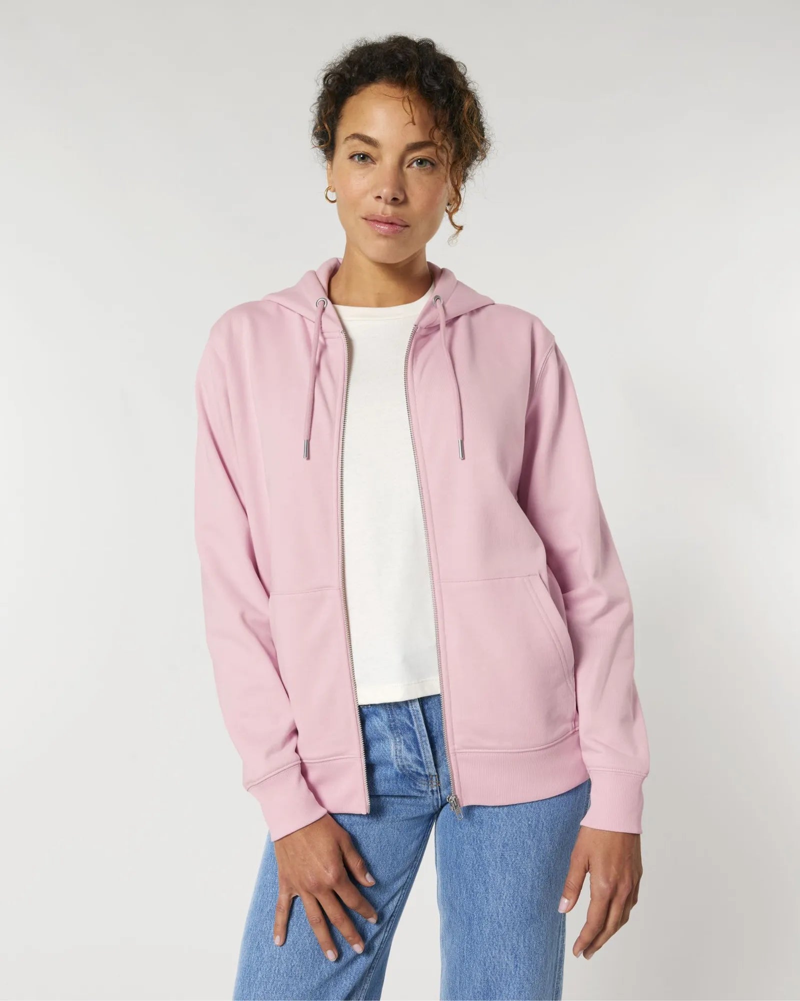 Sweat zippé unisexe coton bio Stanley/Stella Cultivator à personnaliser - Cotton Pink