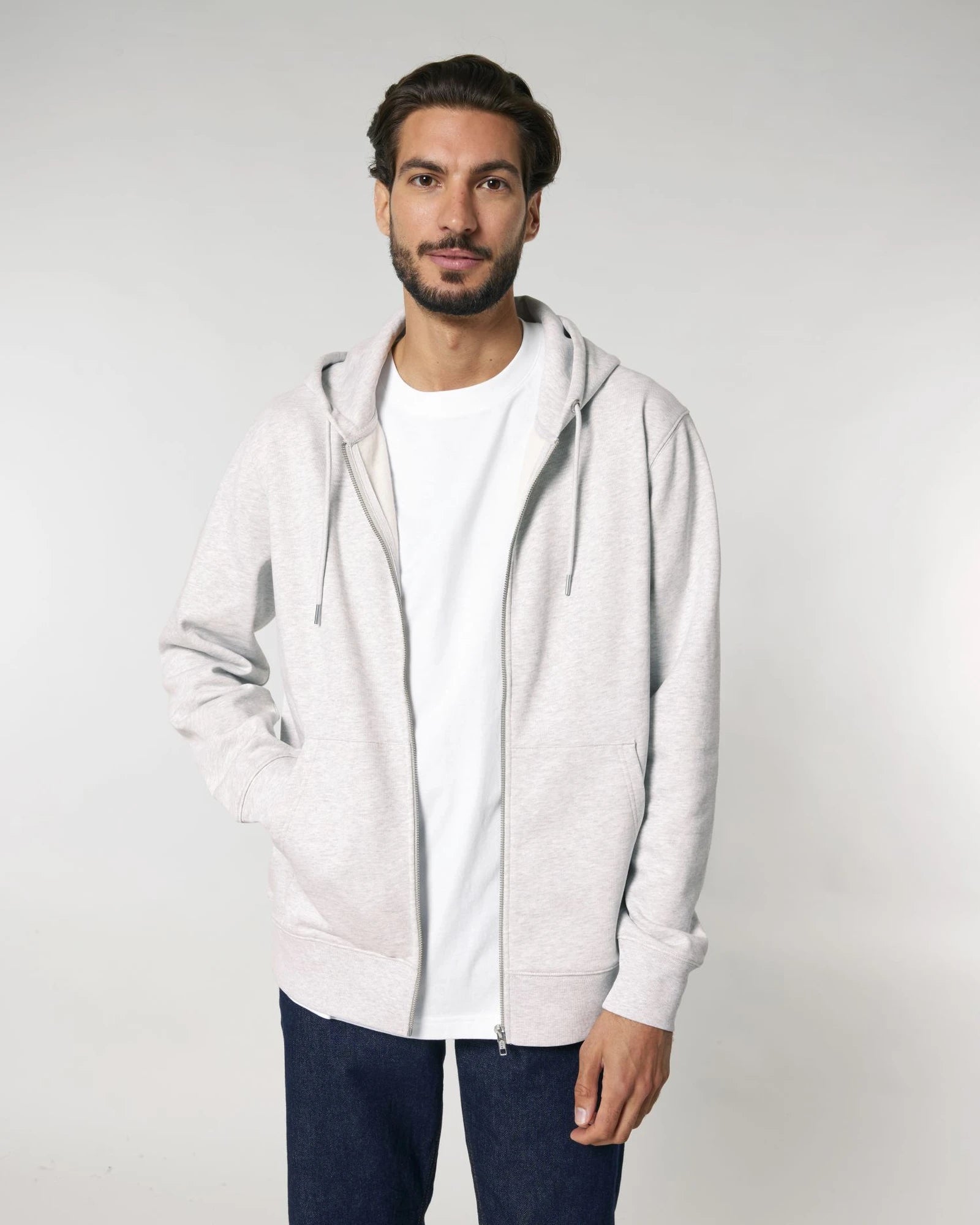 Sweat zippé unisexe coton bio Stanley/Stella Cultivator à personnaliser - Cool Heather Grey