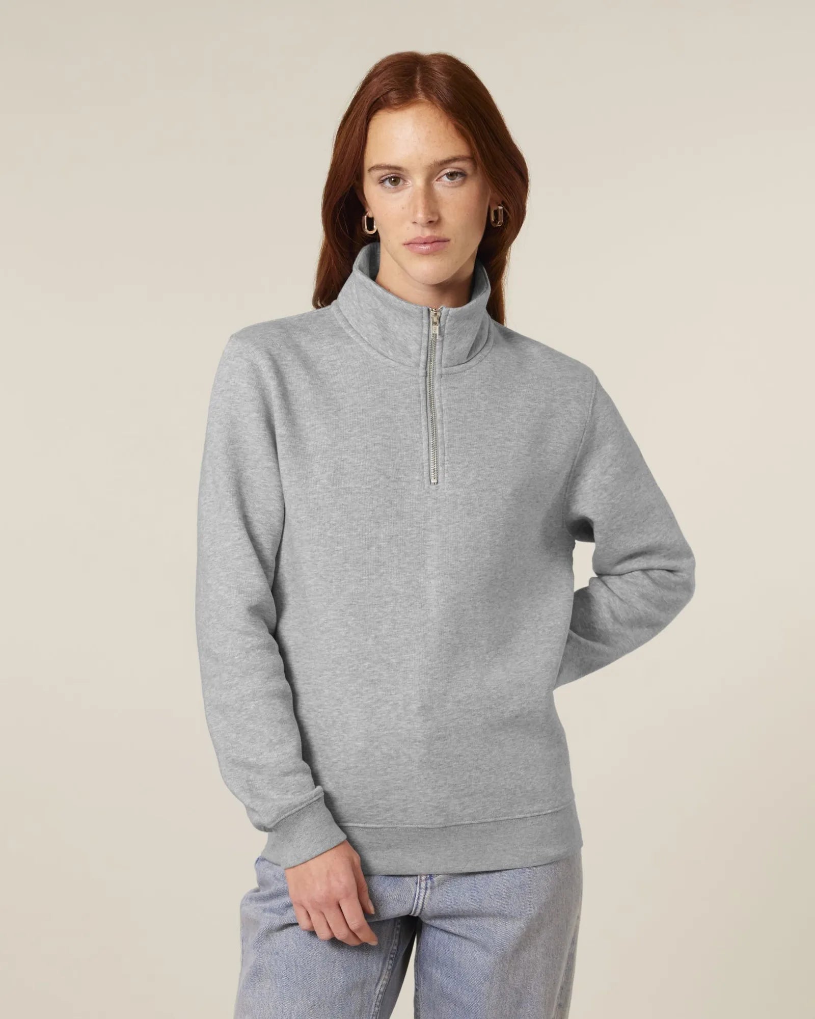 Sweat-shirt unisexe coton bio Stanley/Stella Trucker 2.0 à personnaliser - Heather Grey
