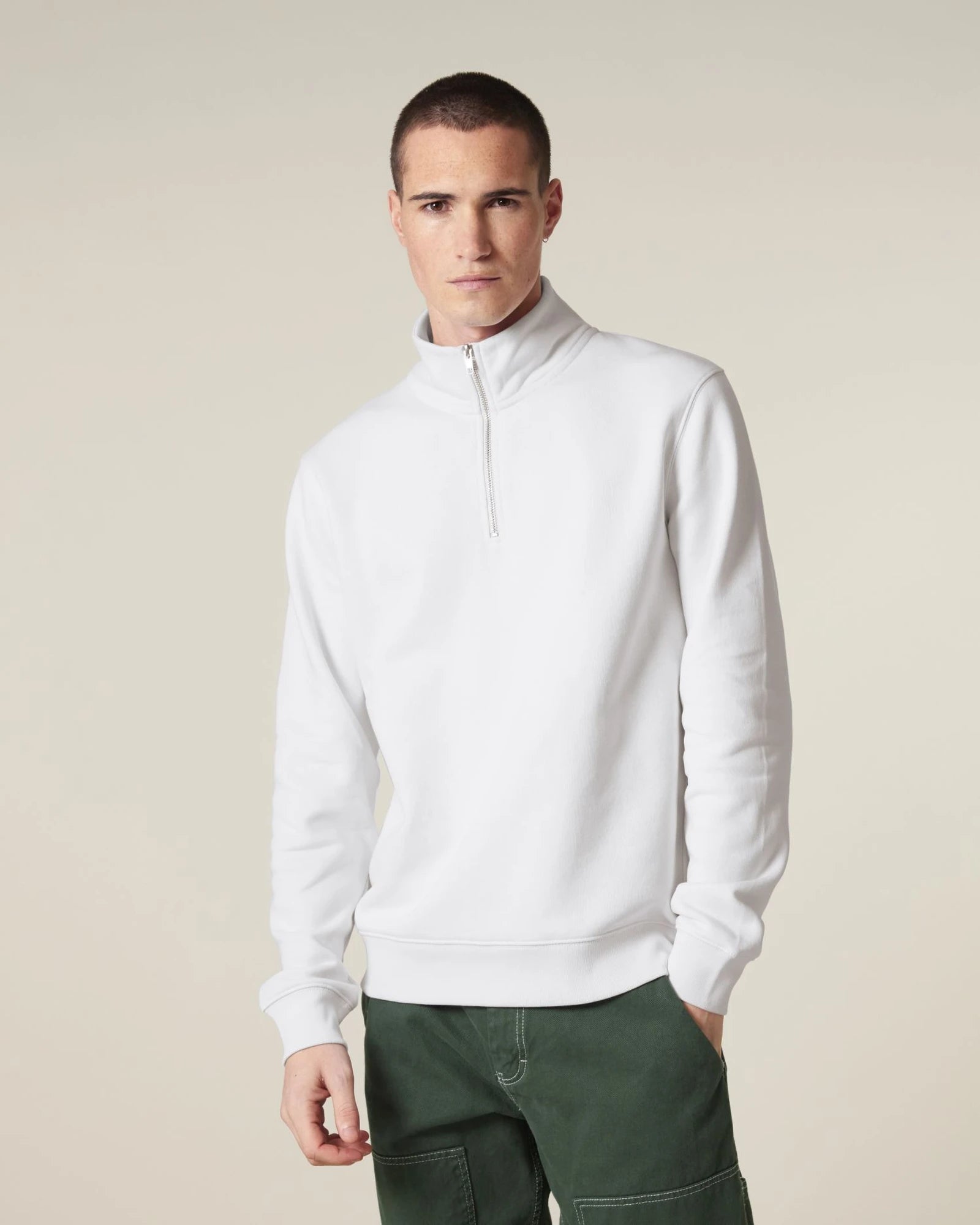 Sweat-shirt unisexe coton bio Stanley/Stella Trucker 2.0 à personnaliser - White
