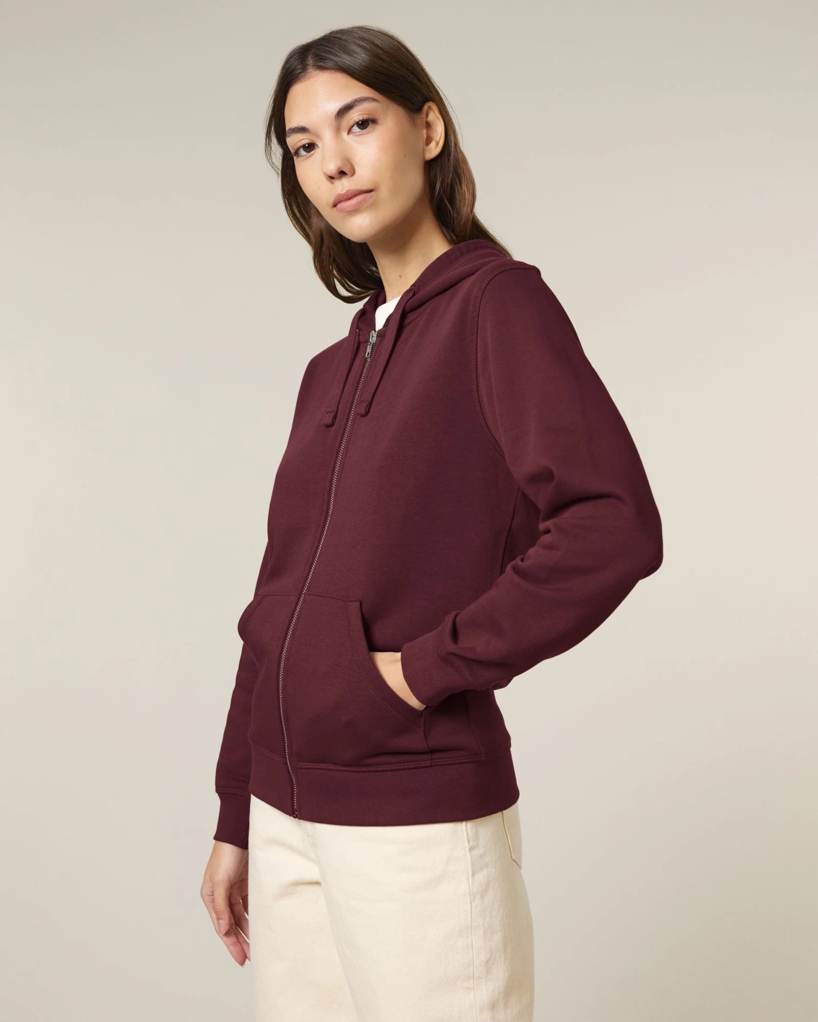 Sweat à capuche zippé unisexe Stanley/Stella Mixer à personnaliser - Burgundy