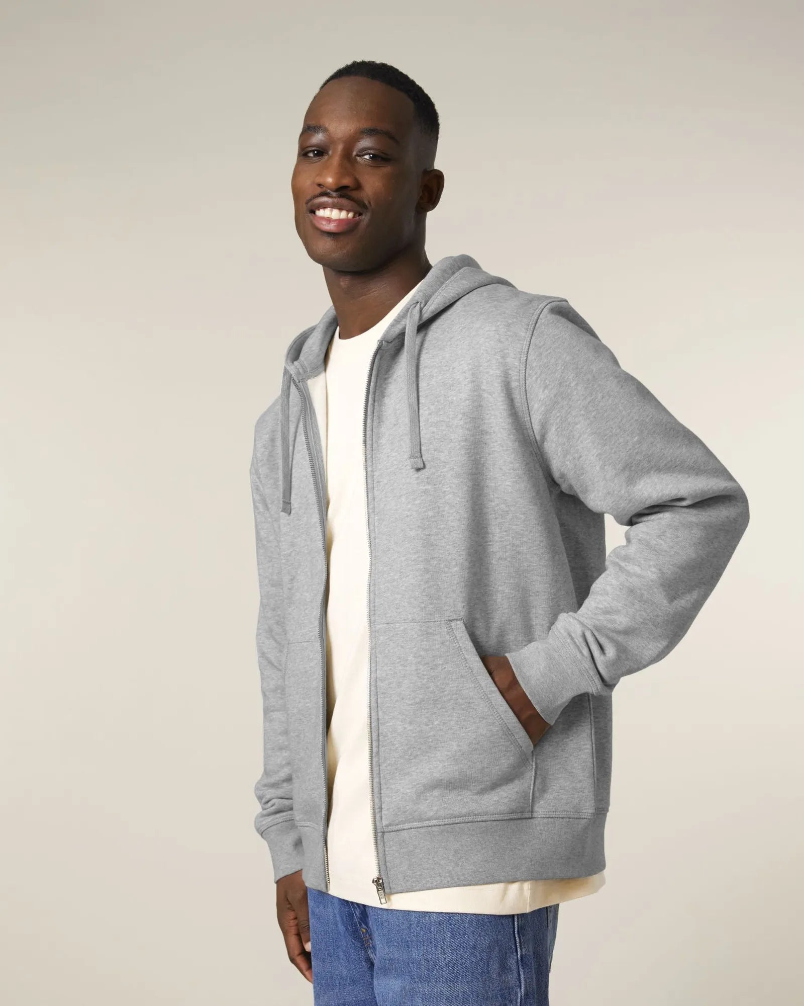 Sweat à capuche zippé unisexe Stanley/Stella Mixer à personnaliser - Heather Grey