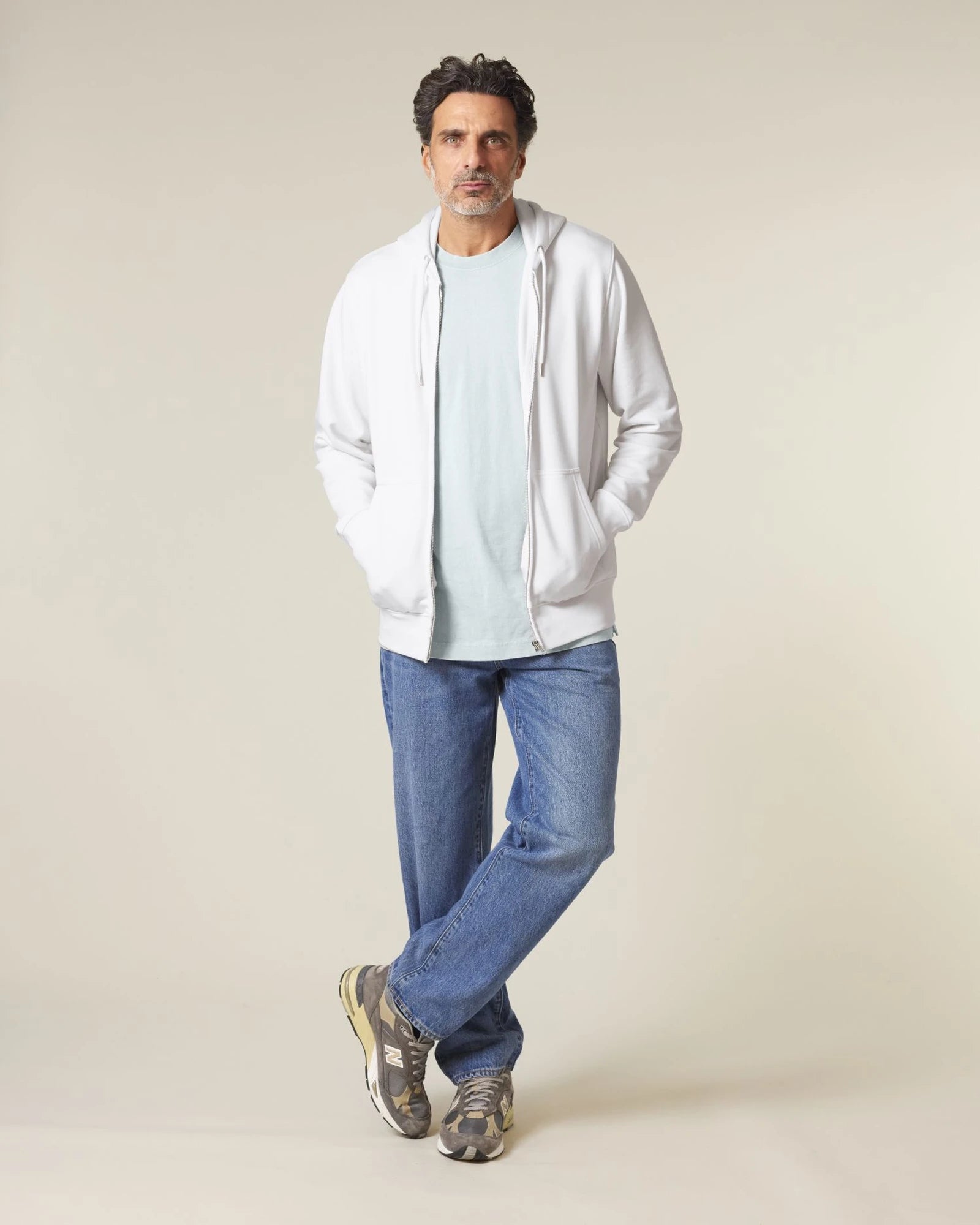 Sweat à capuche zippé coton bio Stanley/Stella 2.0 à personnaliser - White