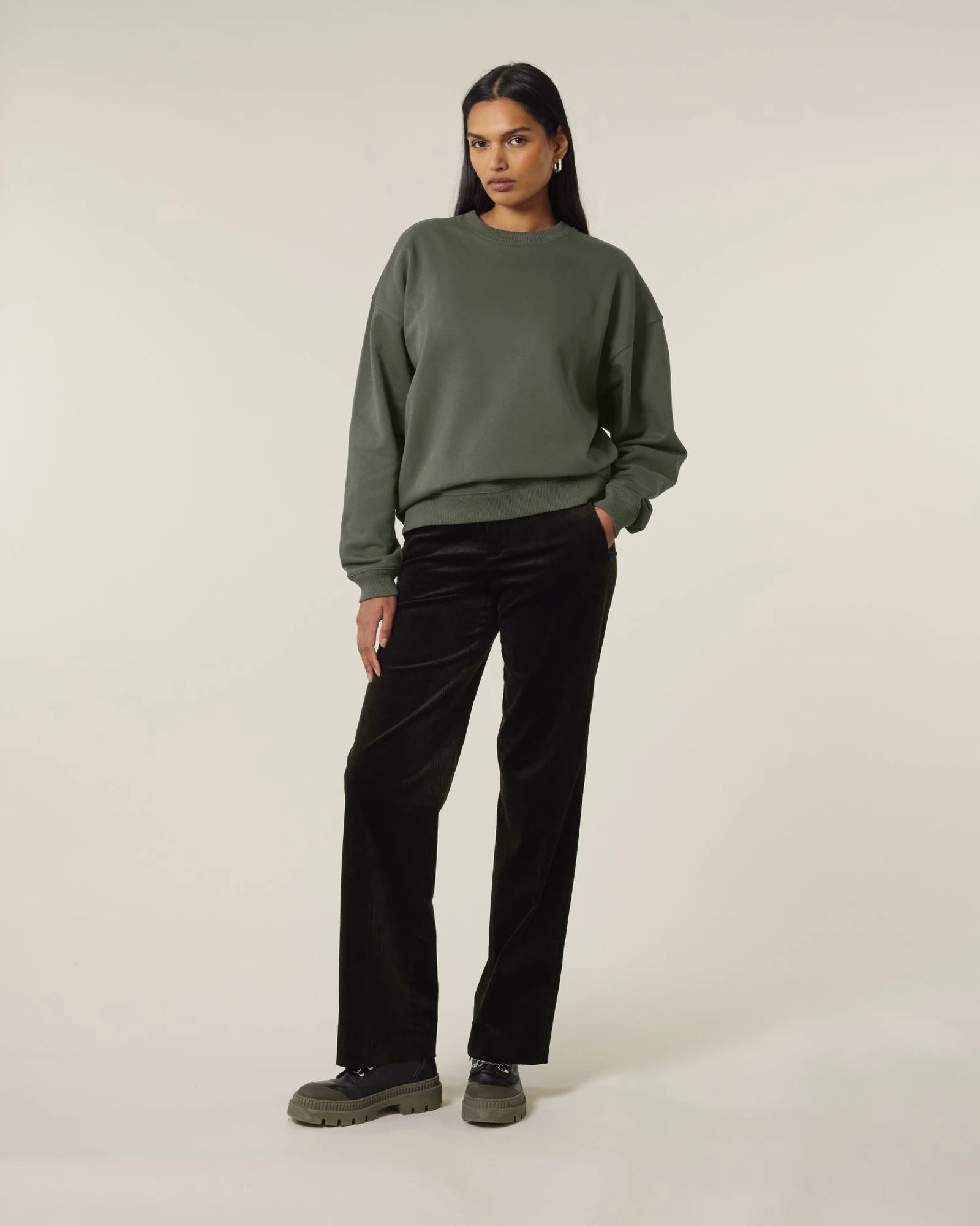 Sweat-shirt unisexe col rond Oversized Stanley/Stella Radder 2.0 à personnaliser - Khaki