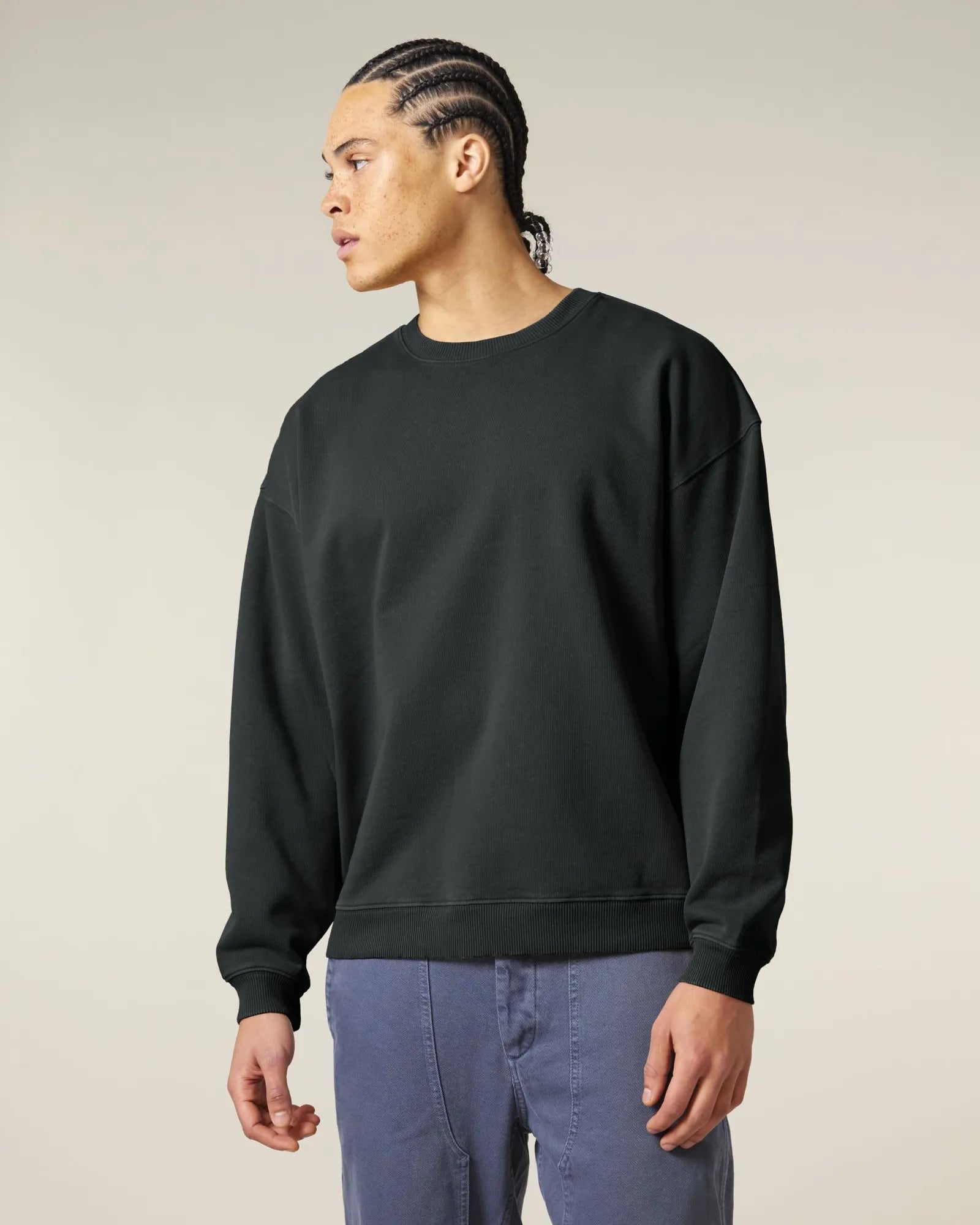 Sweat à col rond coton bio Stanley/Stella Radder 2.0 à personnaliser - G. Dyed Black Rock