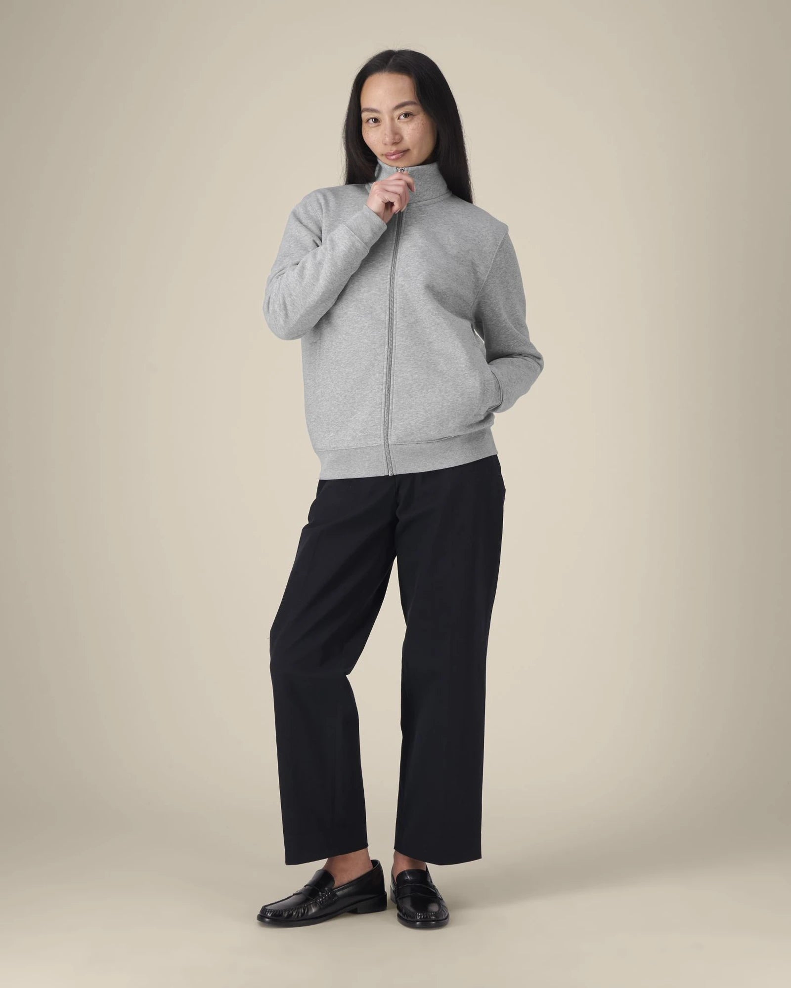 Sweat zippé coton bio Stanley/Stella Trailer 2.0 à personnaliser - Heather Grey