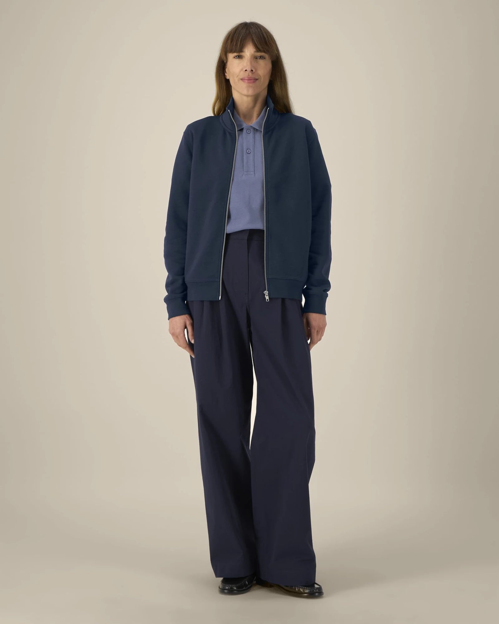Sweat zippé coton bio Stanley/Stella Trailer 2.0 à personnaliser - French Navy
