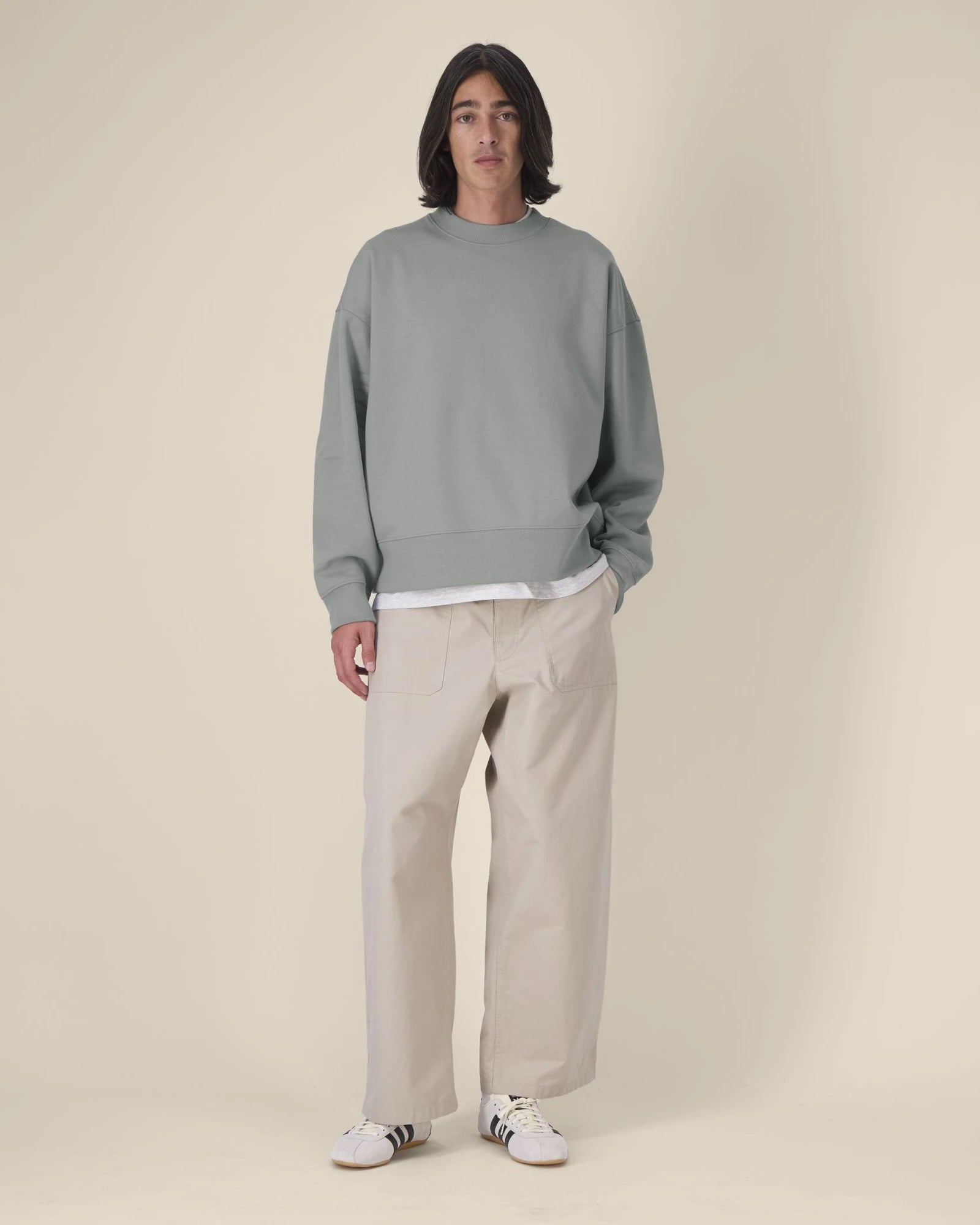 Sweat-shirt col rond coton recyclé Stanley/Stella à personnaliser - Misty Grey