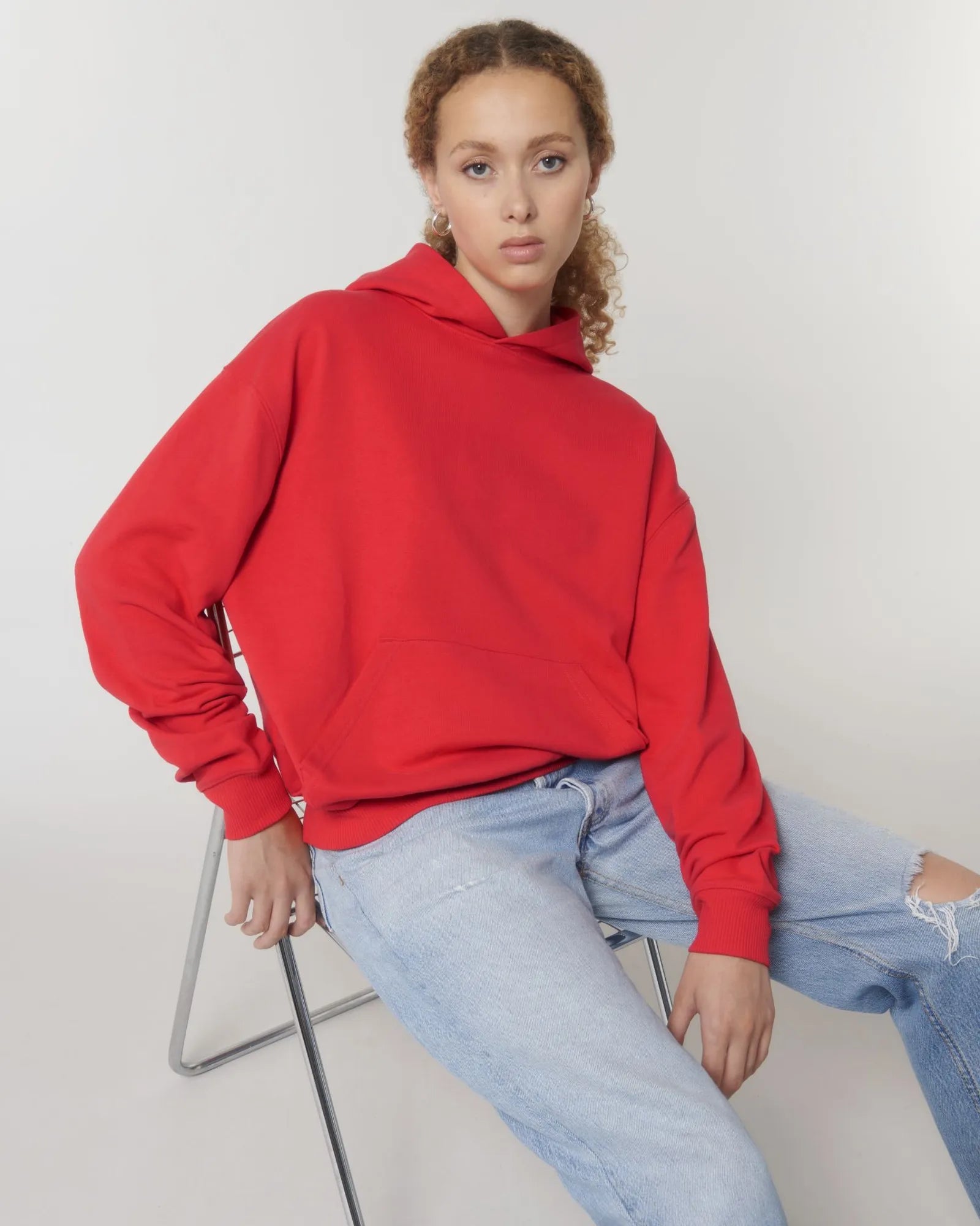 Sweat à capuche unisexe coton bio Stanley/Stella Cooper à personnaliser - Deck Chair Red