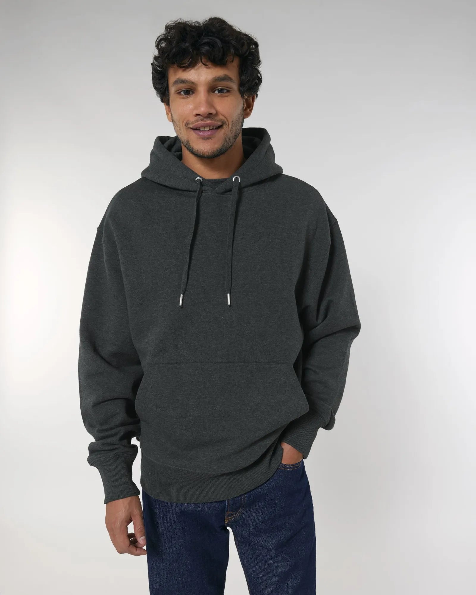 Sweat à capuche unisexe coton bio Stanley/Stella Slammer à personnaliser - Dark Heather Grey