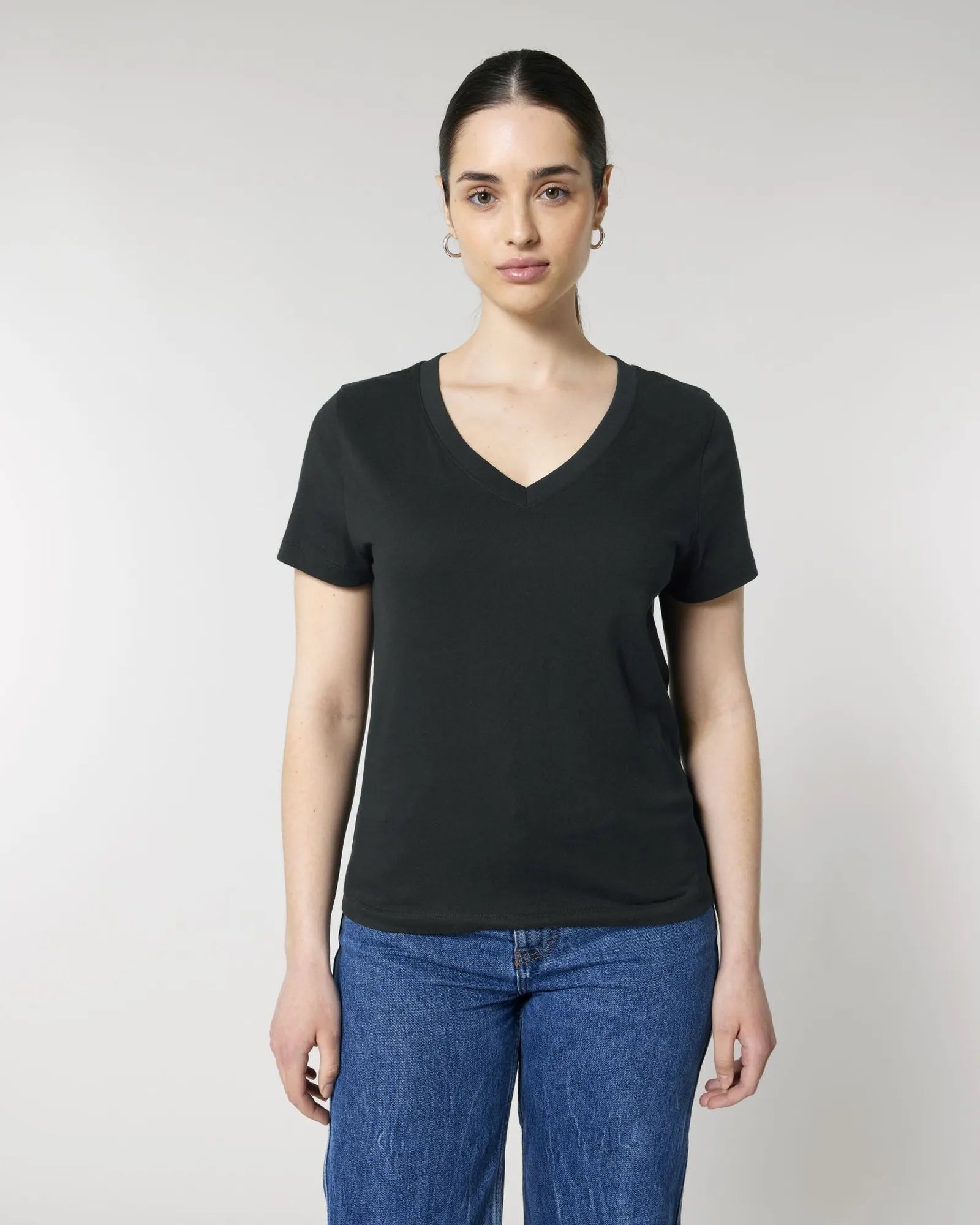 T-shirt femme col V coton bio Stanley/Stella Isla à personnaliser - Black
