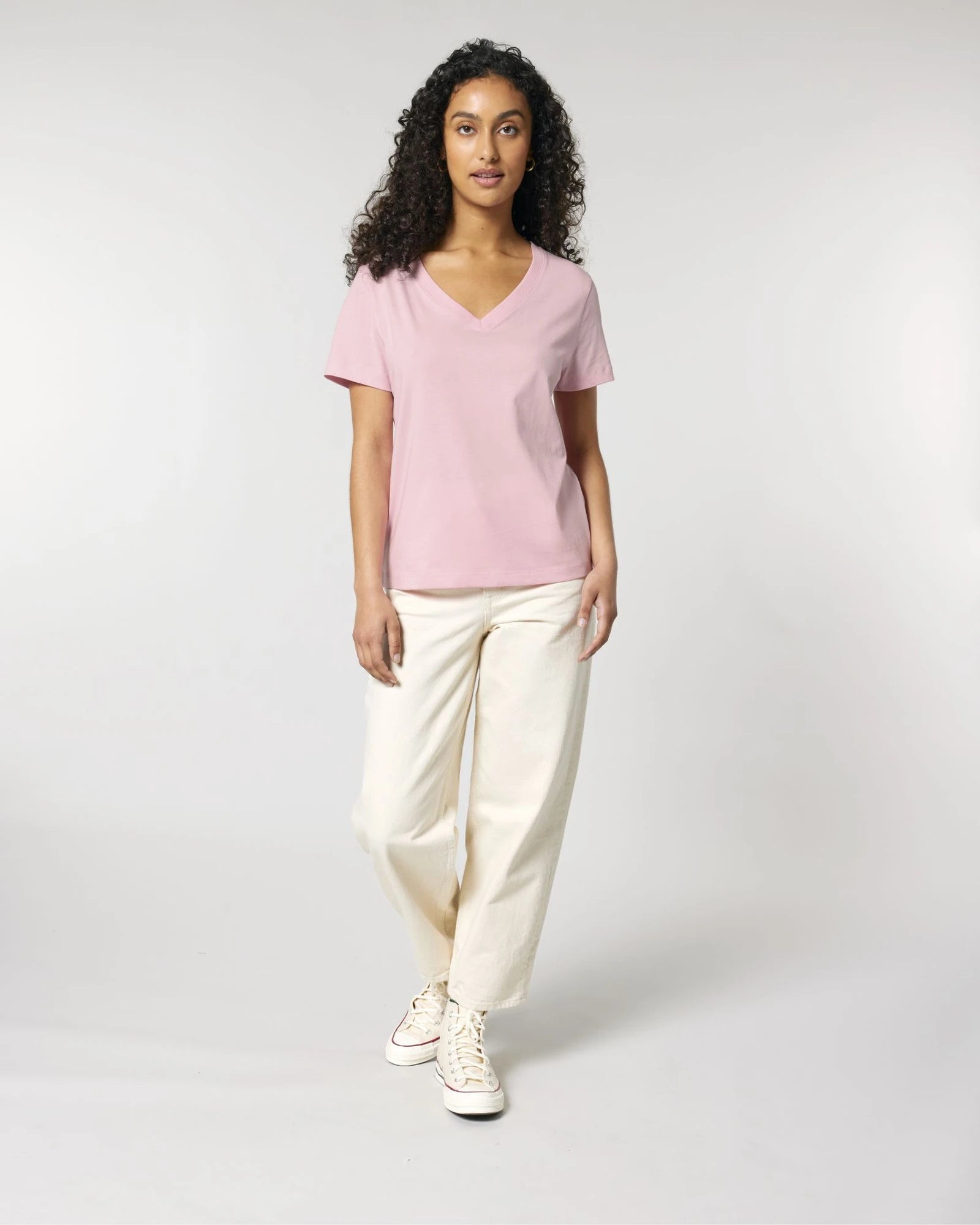 T-shirt femme col V coton bio Stanley/Stella Isla à personnaliser - Cotton Pink