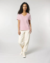 T-shirt femme col V coton bio Stanley/Stella Isla à personnaliser - Cotton Pink