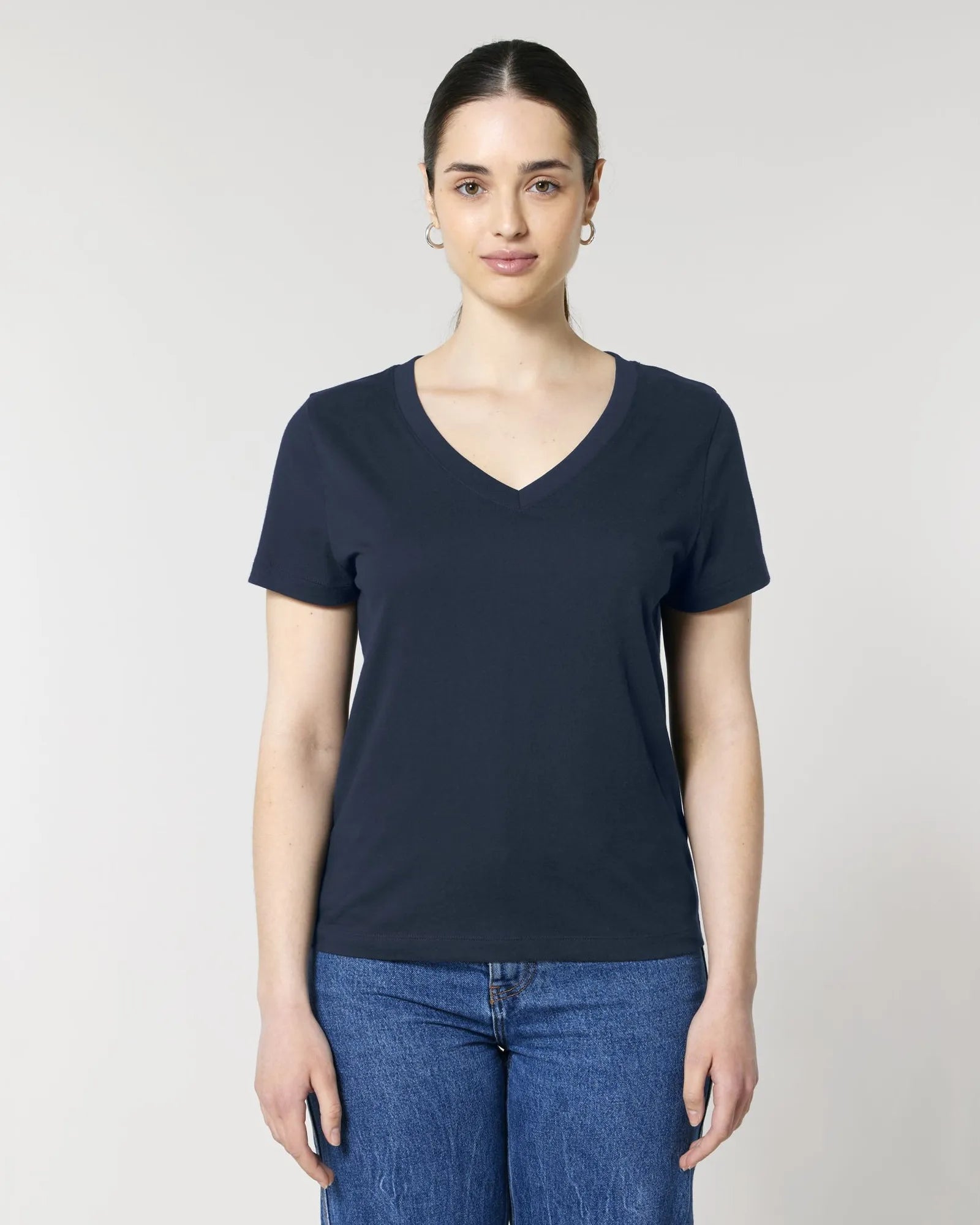 T-shirt femme col V coton bio Stanley/Stella Isla à personnaliser - French Navy