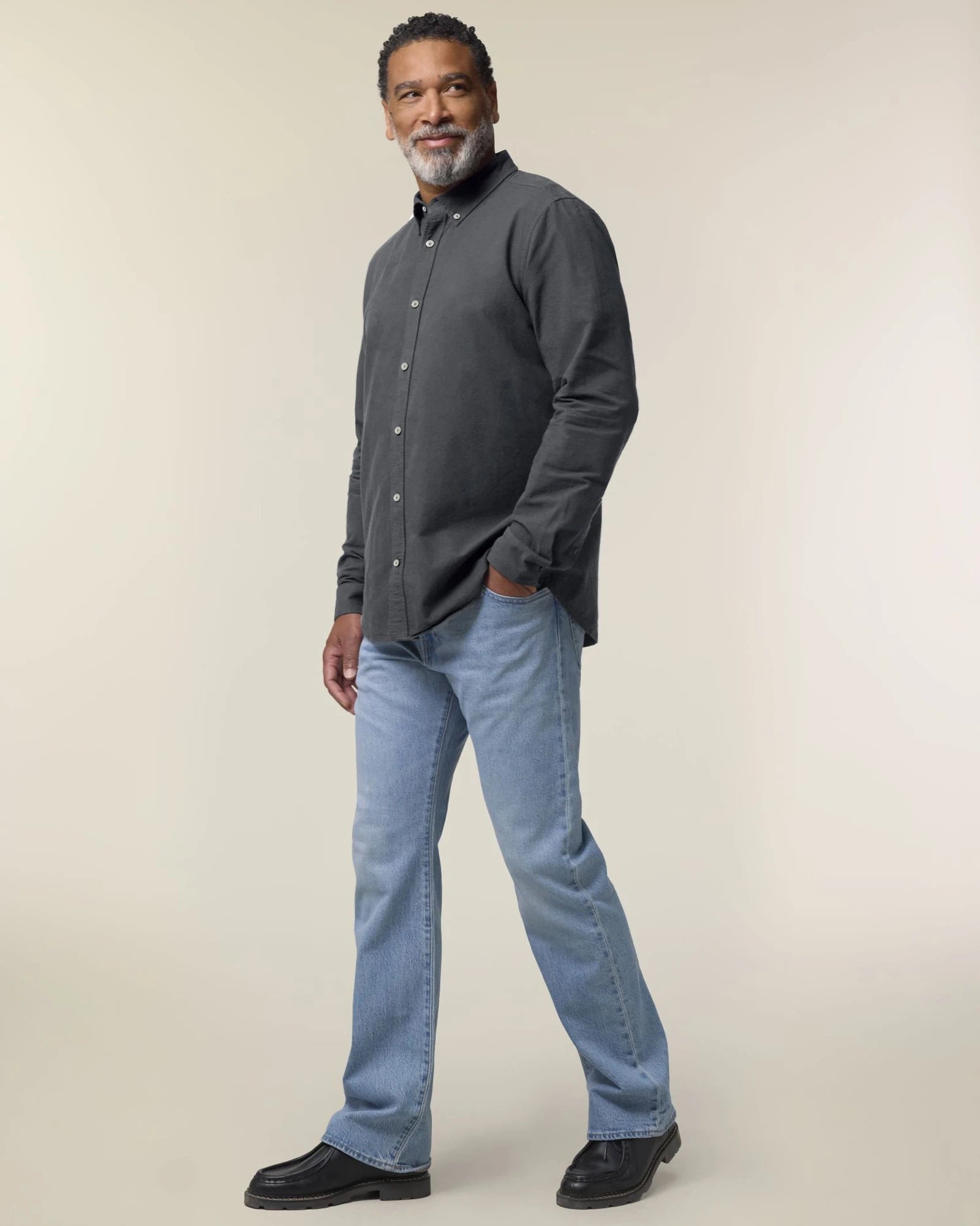 Chemise homme coton bio Stanley/Stella Oxford à personnaliser - Anthracite
