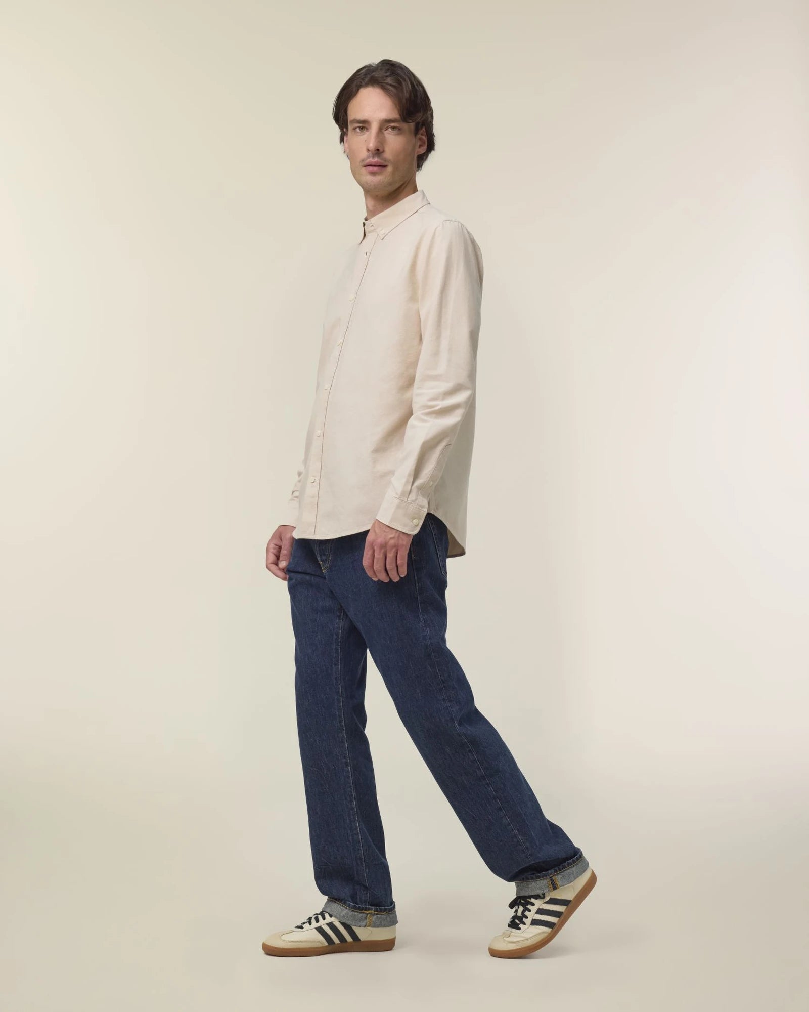 Chemise homme coton bio Stanley/Stella Oxford à personnaliser - Beige Oxford