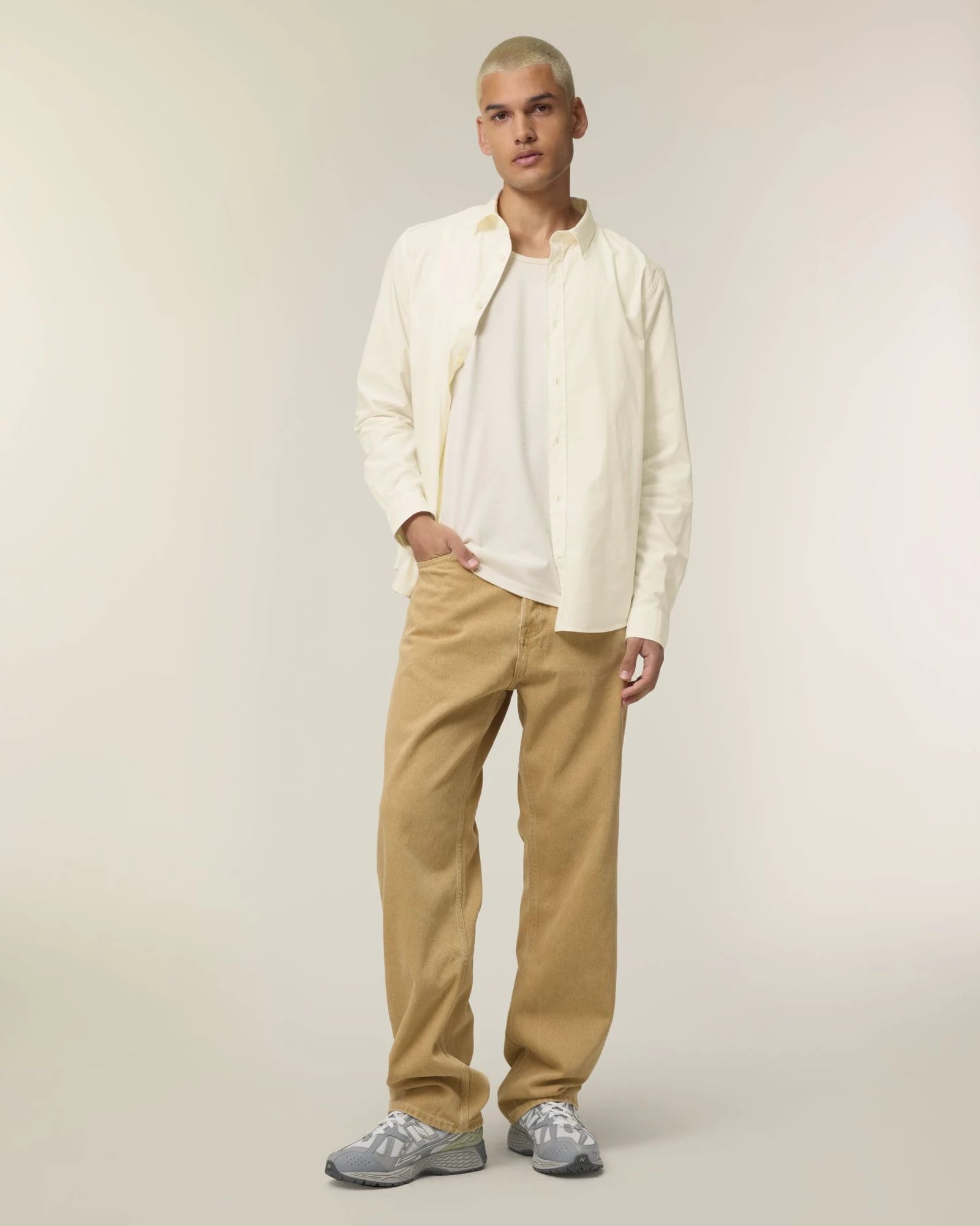 Chemise homme coton bio Stanley/Stella Styler à personnaliser - Cream