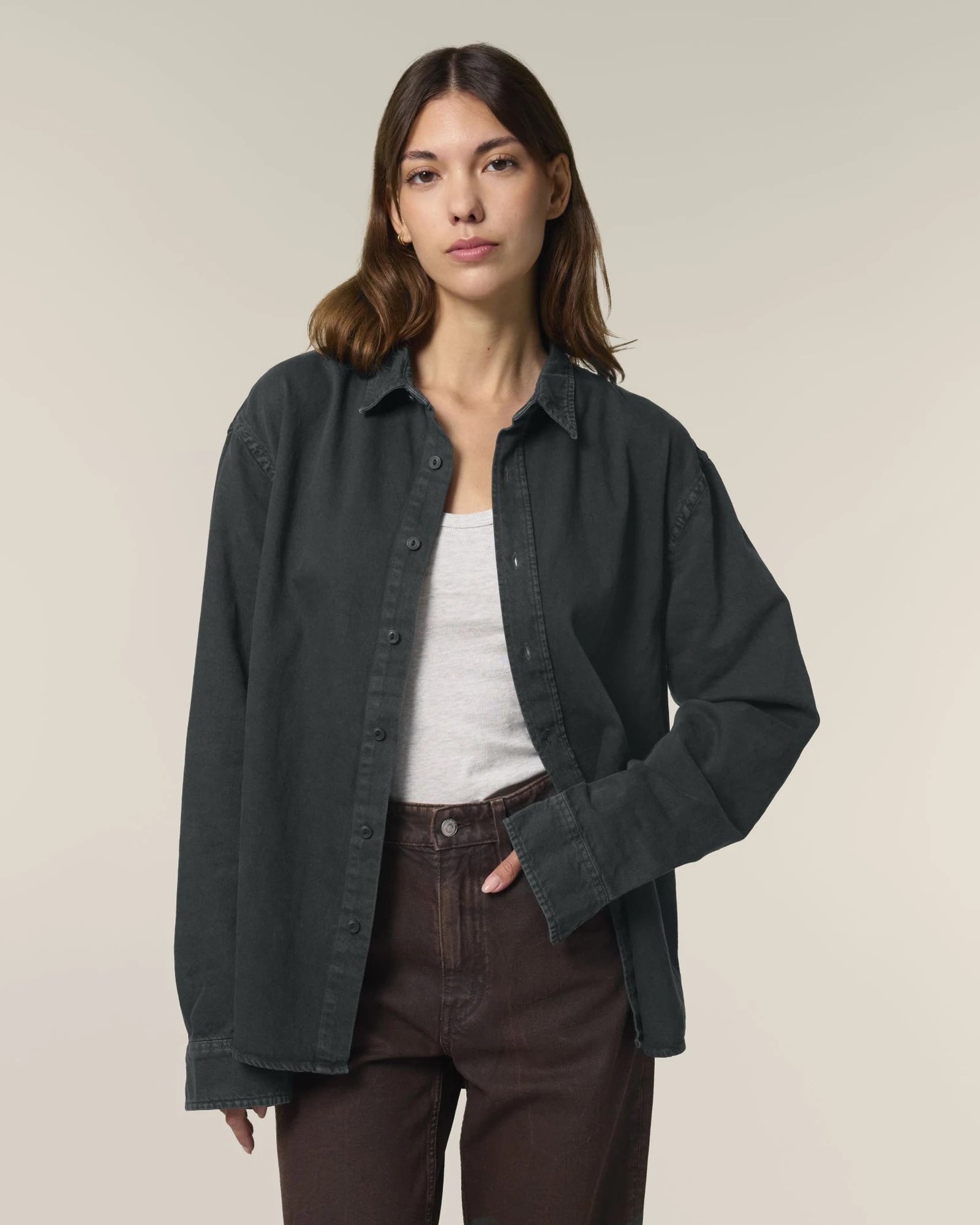 Chemise unisexe coton bio Stanley/Stella Worker à personnaliser - G. Dyed Black Rock