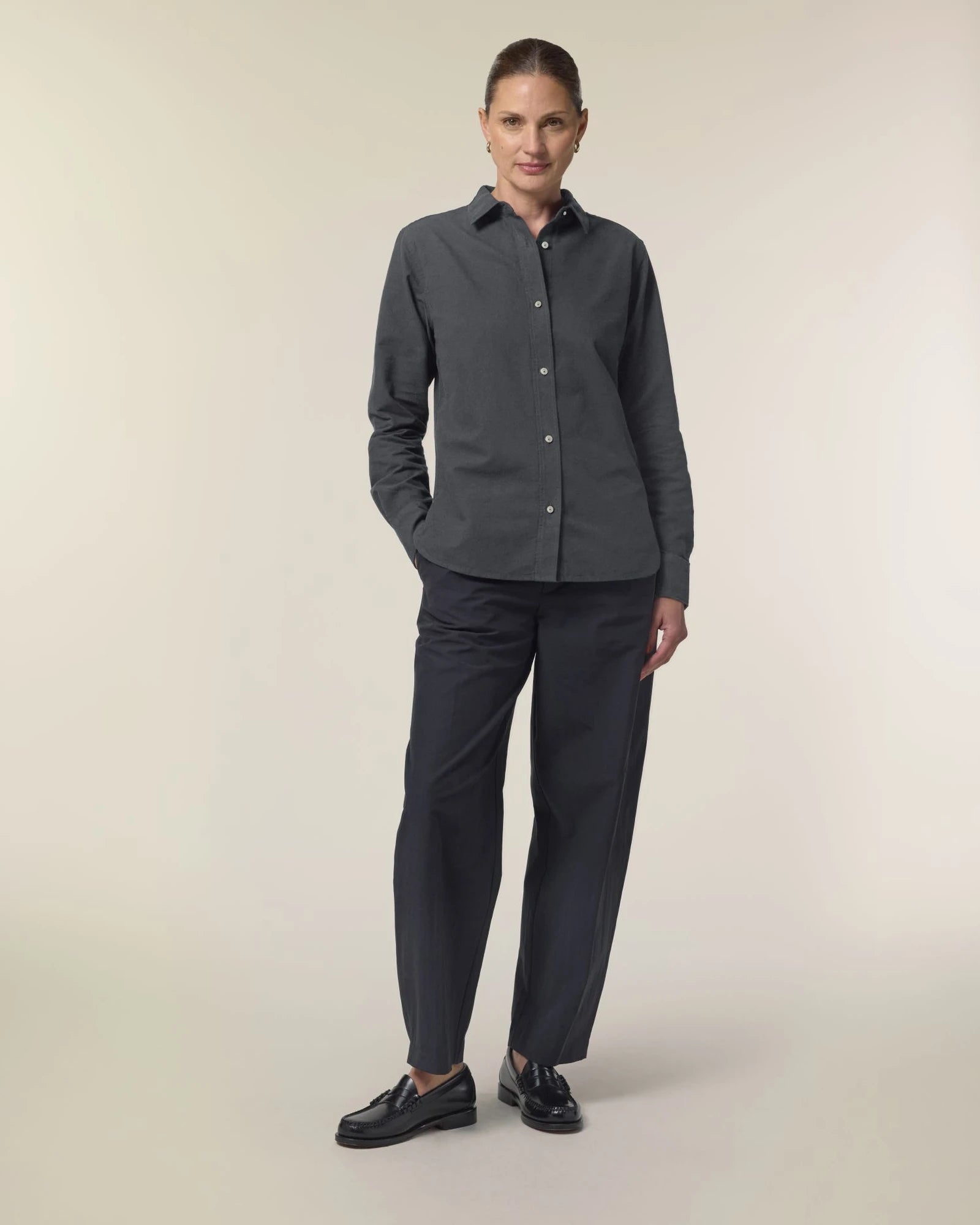 Chemise femme coton bio Stanley/Stella Oxford à personnaliser - Anthracite