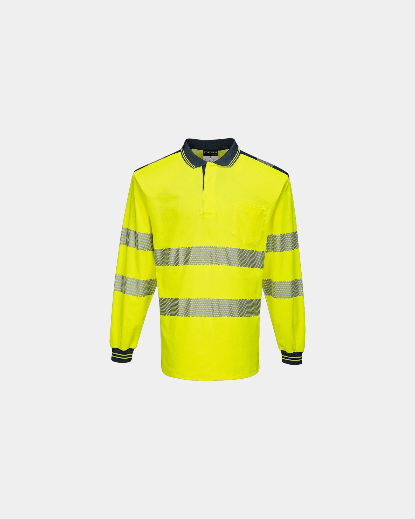 Polo haute visibilité coton PW3 à personnaliser - Jaune-Bleu Marine