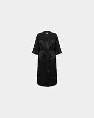 Peignoir satin femme manches 3/4 à personnaliser - Black