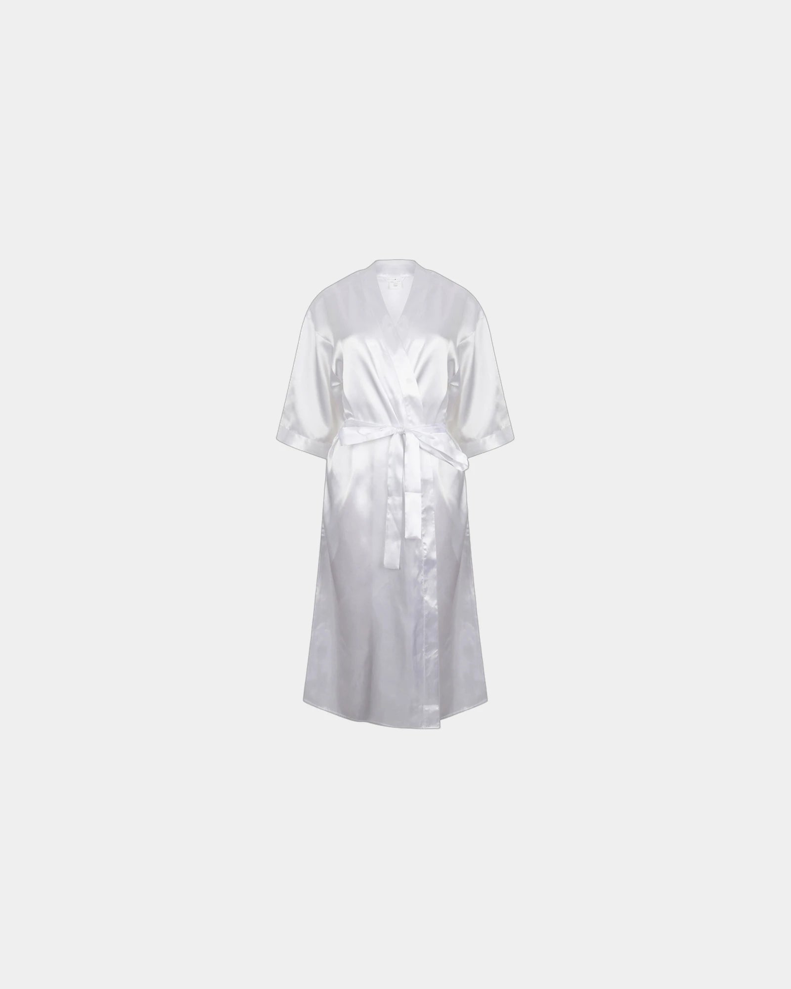 Peignoir satin femme manches 3/4 à personnaliser - White