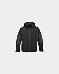 Softshell avec capuche à personnaliser - Noir-Bleu Ciel