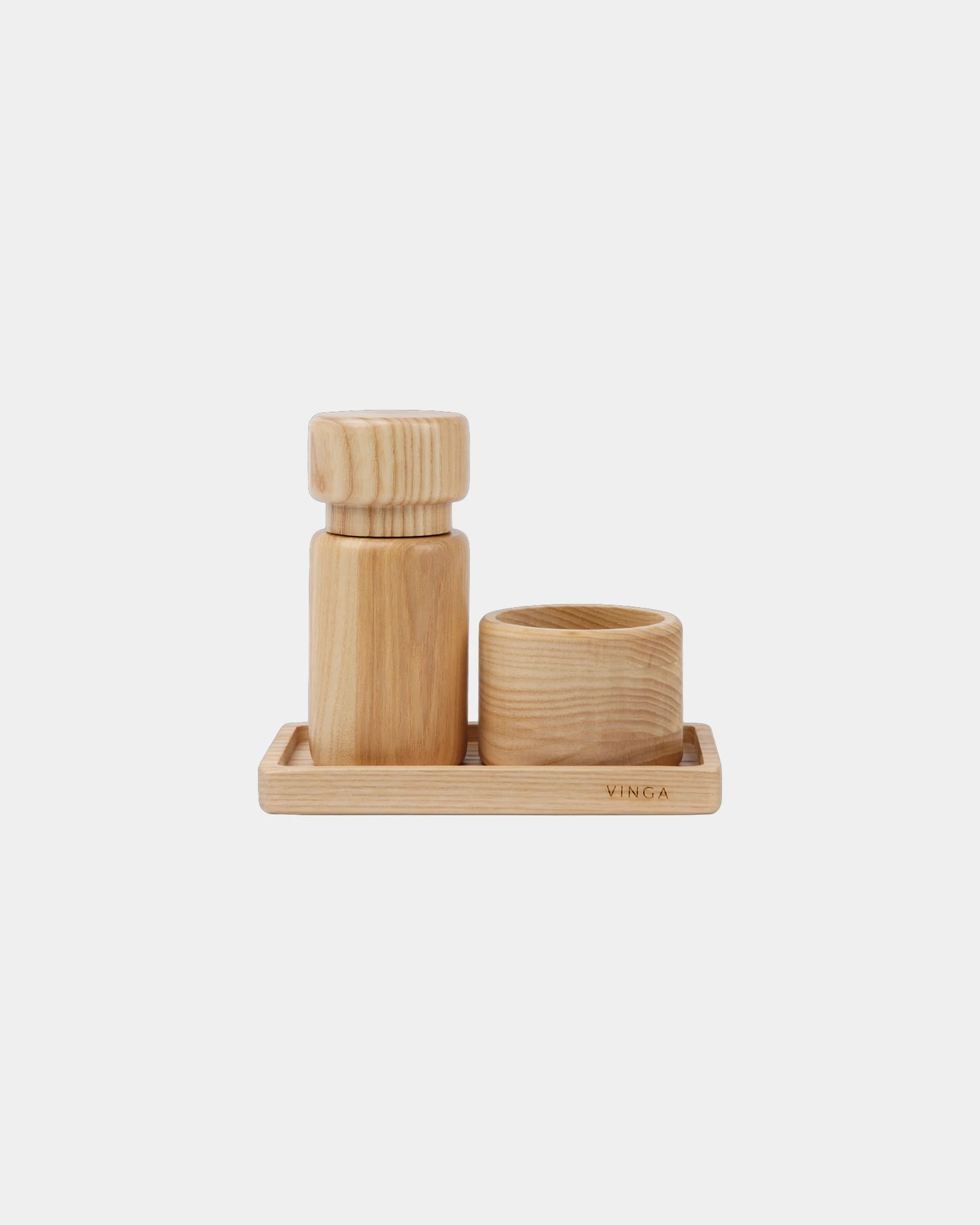 Ensemble sel et poivre bois FSC Vinga Retro Set à personnaliser - Marron