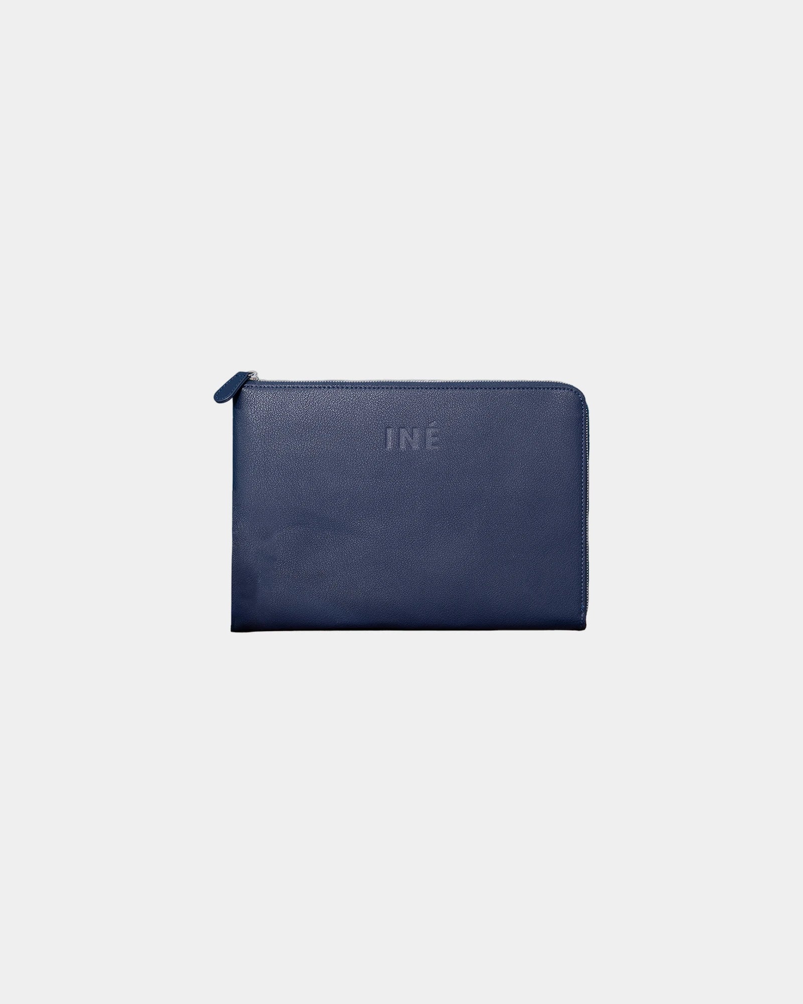 Pochette cuir recyclé INE 10/11" à personnaliser - Bleu