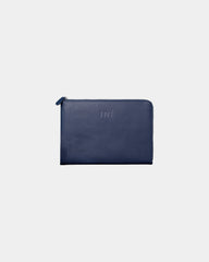 Pochette cuir recyclé INE 10/11" à personnaliser - Bleu