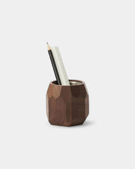 Pot à crayon géométrique en bois noyer personnalisable