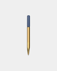 Stylo bille aluminium gravure laser à personnaliser - Raw Brass & Blue